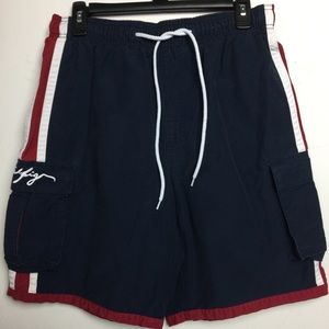 Vtg Tommy Hilfiger Cargo Style Swim Trunks T141